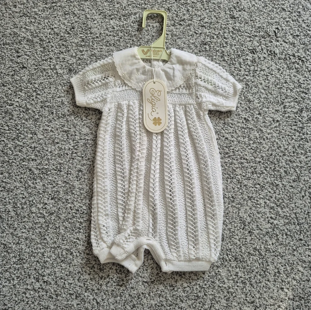New Baby Size 3-9 Month White Knit Layette Outfit